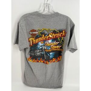 Harley Davidson Thunder Tower Columbia SC Gray Graphic Tee Shirt Medium